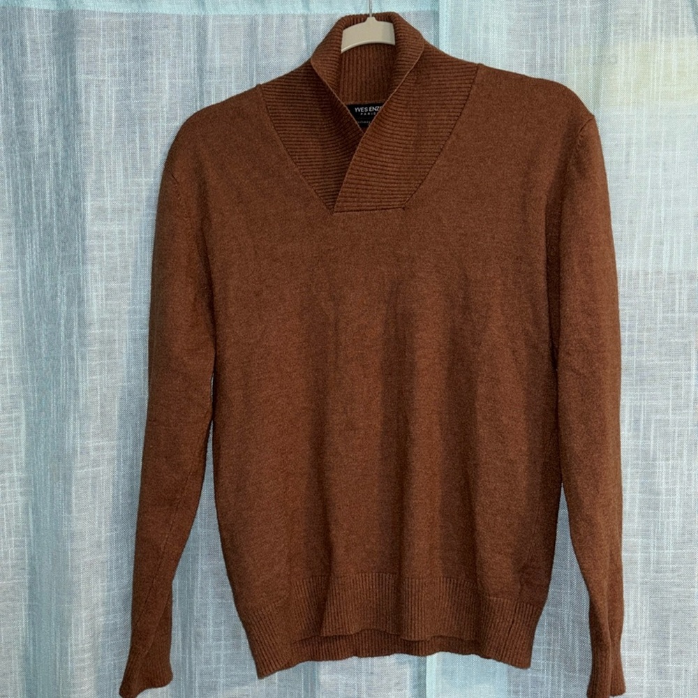 Yves Enzo Paris Cashmere Touch Shawl Neck Sweater